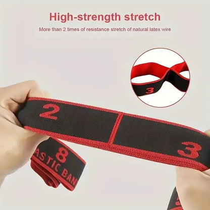 Yoga Elastic Resistance Band with 8 Independent Rings, Home Fitness Segmented Stretching Rope, Pilates Training Equipment