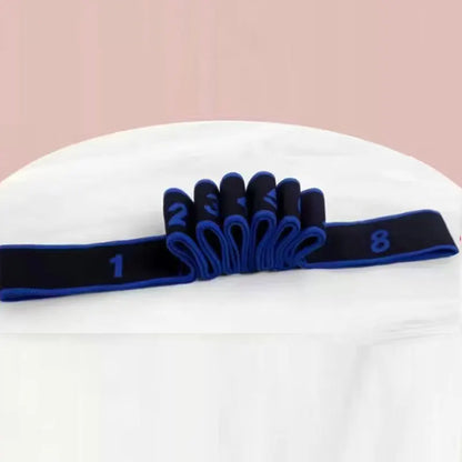 Yoga Elastic Resistance Band with 8 Independent Rings, Home Fitness Segmented Stretching Rope, Pilates Training Equipment