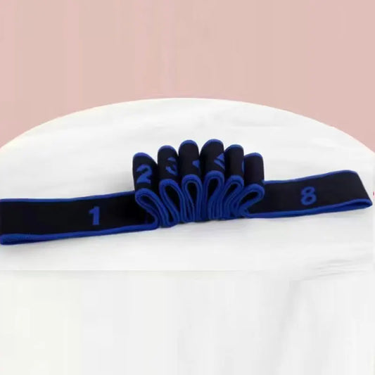 Yoga Elastic Resistance Band with 8 Independent Rings, Home Fitness Segmented Stretching Rope, Pilates Training Equipment